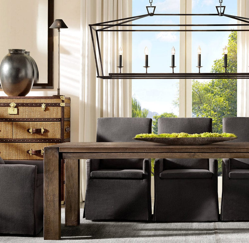 Franing Chandelier,SHOP ALL,metal chandelier,Farmhouse 19TH C. ENGLISH OPENWORK RECTANGULAR CHANDELIER 54"