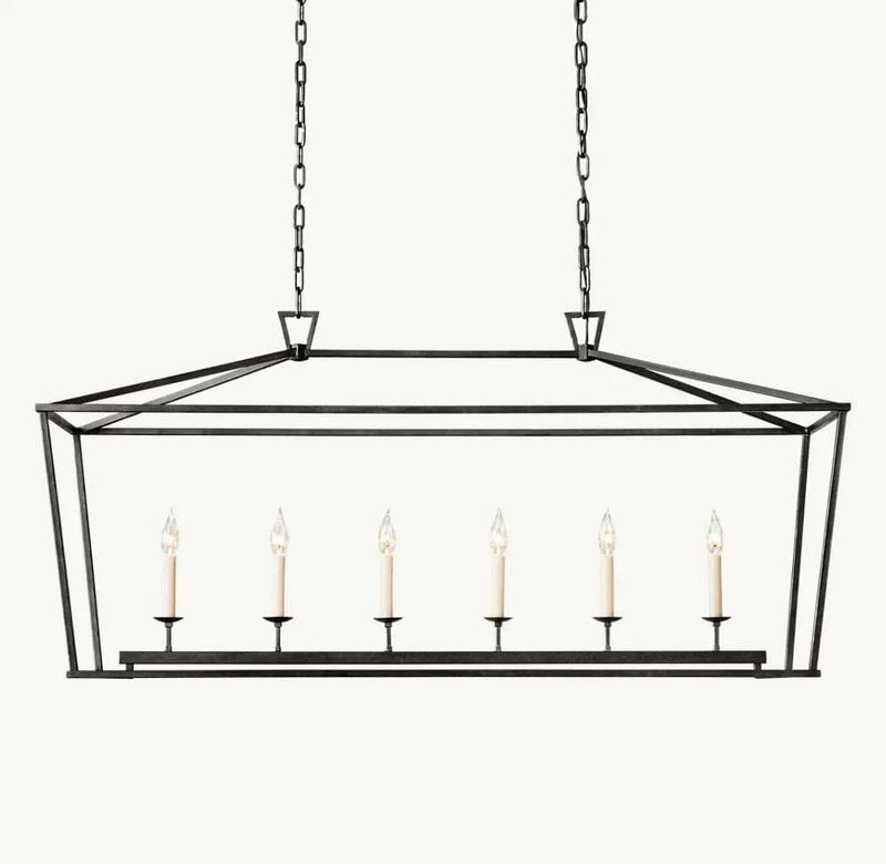 Franing Chandelier,SHOP ALL,metal chandelier,Farmhouse 19TH C. ENGLISH OPENWORK RECTANGULAR CHANDELIER 54"