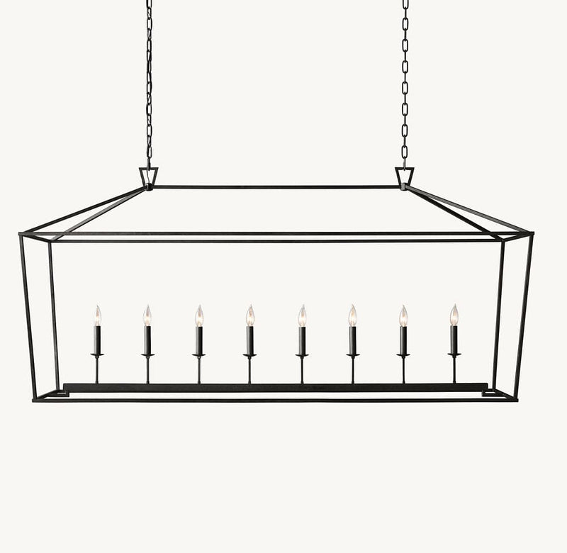 Franing Chandelier,SHOP ALL,metal chandelier,Farmhouse 19TH C. ENGLISH OPENWORK RECTANGULAR CHANDELIER 72"