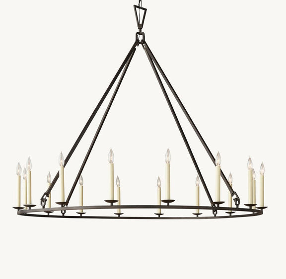 Franing Chandelier,SHOP ALL,metal chandelier,Farmhouse 19TH C. ENGLISH OPENWORK ROUND CHANDELIER 60"