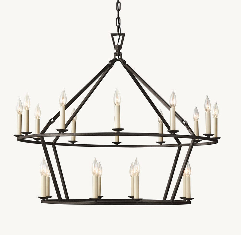 Franing Chandelier,SHOP ALL,metal chandelier,Farmhouse 19TH C. ENGLISH OPENWORK TWO-TIER ROUND CHANDELIER 40"