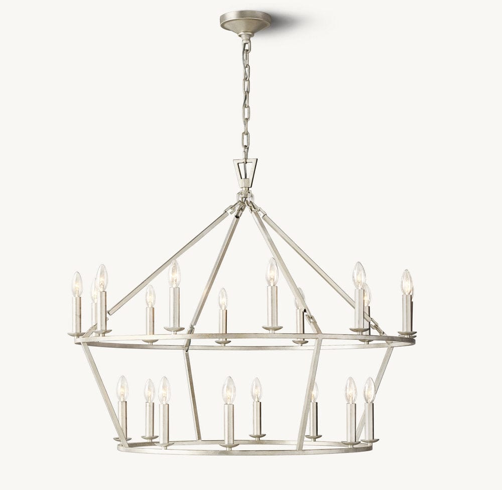 Franing Chandelier,SHOP ALL,metal chandelier,Farmhouse 19TH C. ENGLISH OPENWORK TWO-TIER ROUND CHANDELIER 40"