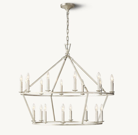 Franing Chandelier,SHOP ALL,metal chandelier,Farmhouse 19TH C. ENGLISH OPENWORK TWO-TIER ROUND CHANDELIER 40"