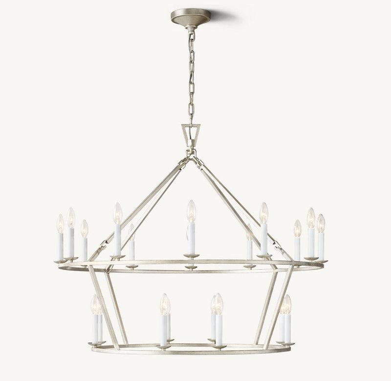 Franing Chandelier,SHOP ALL,metal chandelier,Farmhouse 19TH C. ENGLISH OPENWORK TWO-TIER ROUND CHANDELIER 40"