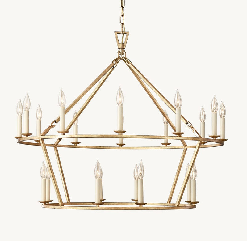 Franing Chandelier,SHOP ALL,metal chandelier,Farmhouse 19TH C. ENGLISH OPENWORK TWO-TIER ROUND CHANDELIER 40"