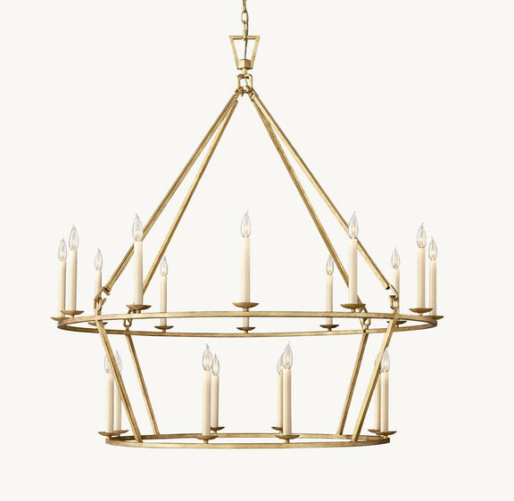 Franing Chandelier,SHOP ALL,metal chandelier,Farmhouse 19TH C. ENGLISH OPENWORK TWO-TIER ROUND CHANDELIER 50"