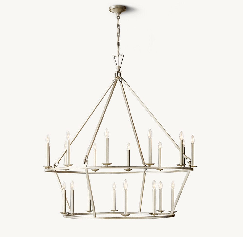 Franing Chandelier,SHOP ALL,metal chandelier,Farmhouse 19TH C. ENGLISH OPENWORK TWO-TIER ROUND CHANDELIER 50"