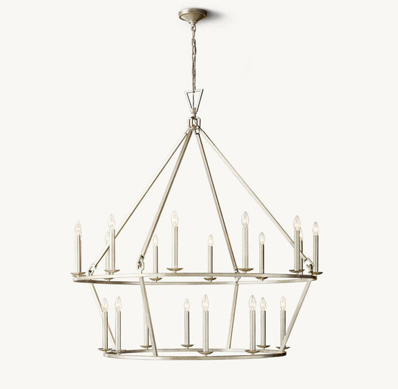 Franing Chandelier,SHOP ALL,metal chandelier,Farmhouse 19TH C. ENGLISH OPENWORK TWO-TIER ROUND CHANDELIER 50"