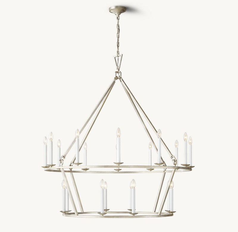 Franing Chandelier,SHOP ALL,metal chandelier,Farmhouse 19TH C. ENGLISH OPENWORK TWO-TIER ROUND CHANDELIER 50"