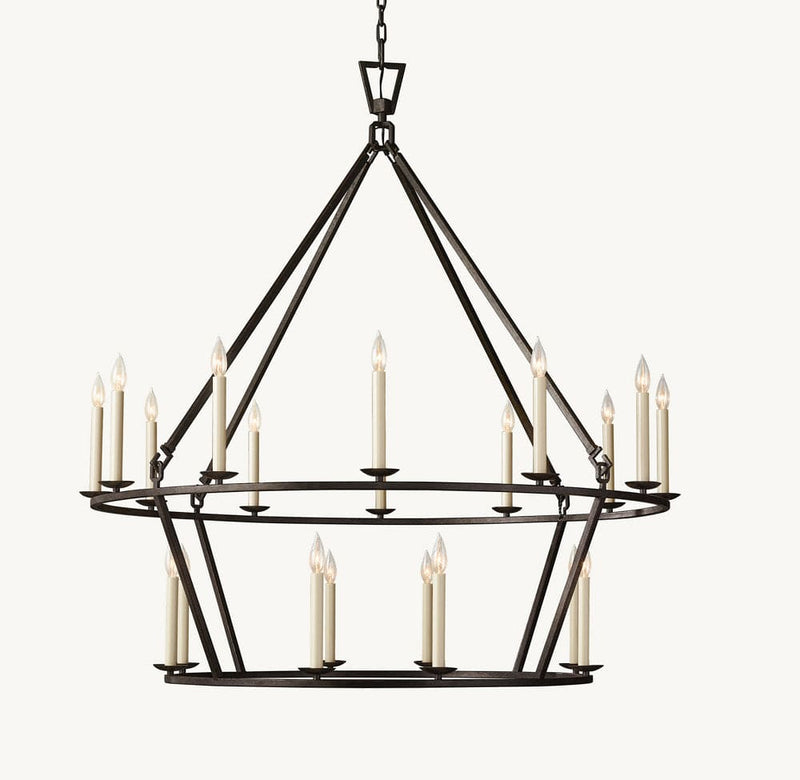 Franing Chandelier,SHOP ALL,metal chandelier,Farmhouse 19TH C. ENGLISH OPENWORK TWO-TIER ROUND CHANDELIER 62"