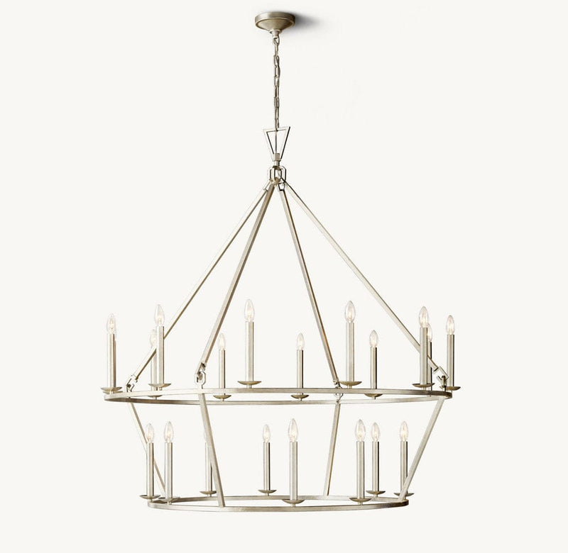 Franing Chandelier,SHOP ALL,metal chandelier,Farmhouse 19TH C. ENGLISH OPENWORK TWO-TIER ROUND CHANDELIER 62"