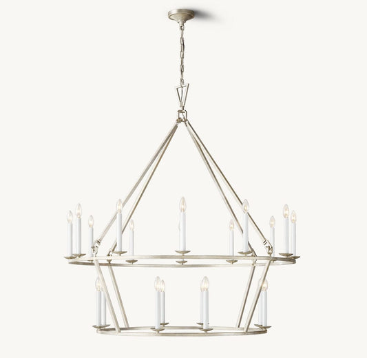 Franing Chandelier,SHOP ALL,metal chandelier,Farmhouse 19TH C. ENGLISH OPENWORK TWO-TIER ROUND CHANDELIER 62"