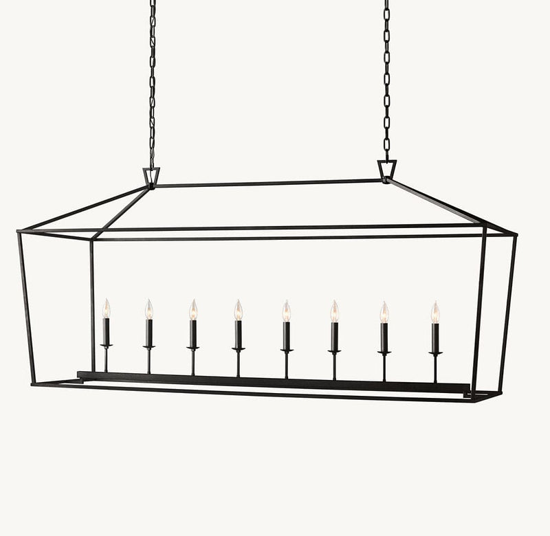 Franing Chandelier,SHOP ALL,metal chandelier,Farmhouse Black 19TH C. ENGLISH OPENWORK RECTANGULAR CHANDELIER 72"