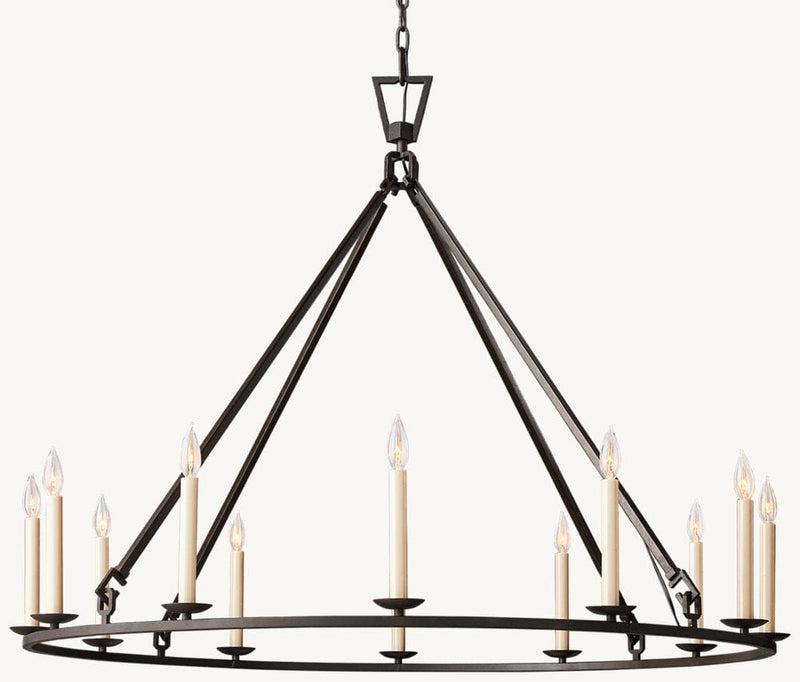 Franing Chandelier,SHOP ALL,metal chandelier,Farmhouse Black 19TH C. ENGLISH OPENWORK ROUND CHANDELIER 50"