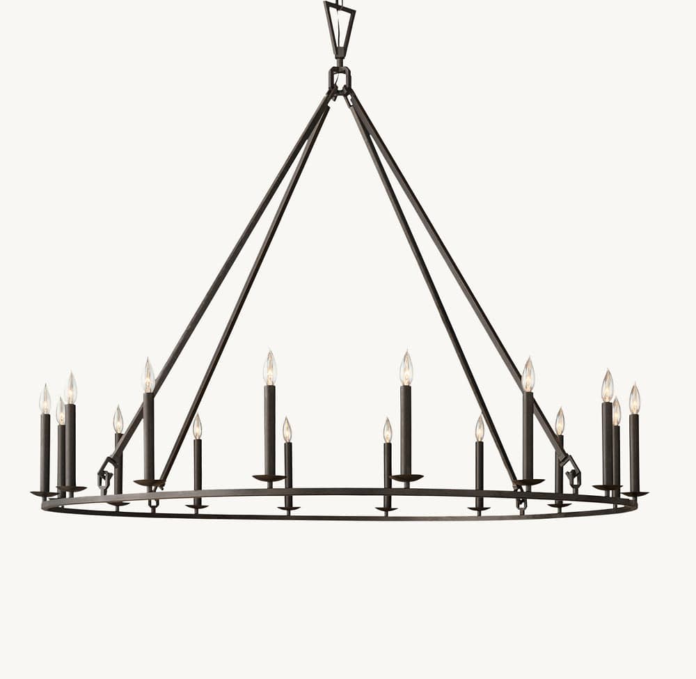 Franing Chandelier,SHOP ALL,metal chandelier,Farmhouse black 19TH C. ENGLISH OPENWORK ROUND CHANDELIER 60"