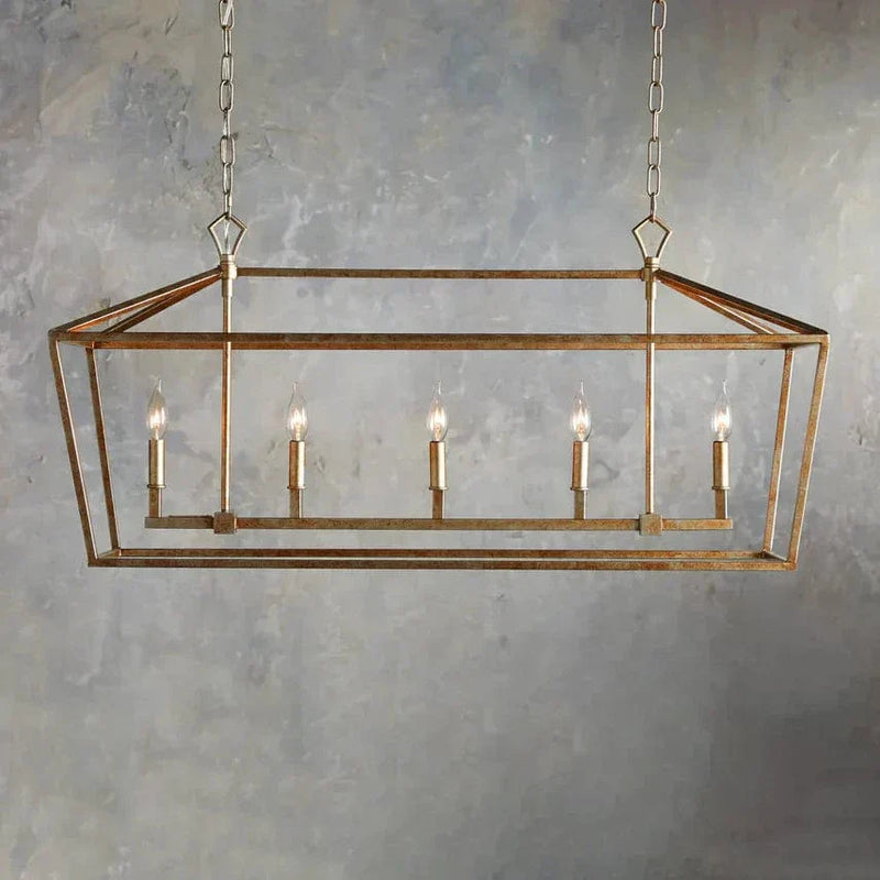 Franing Chandelier,SHOP ALL,metal chandelier,Farmhouse BRASS Garnet 41" Rectangular Chandelier