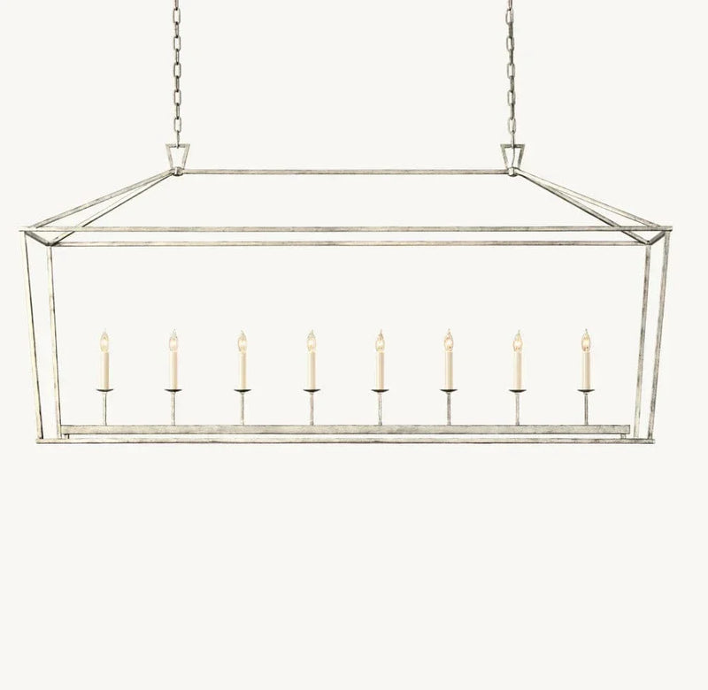 Franing Chandelier,SHOP ALL,metal chandelier,Farmhouse Burnished Silver Leaf 19TH C. ENGLISH OPENWORK RECTANGULAR CHANDELIER 72"