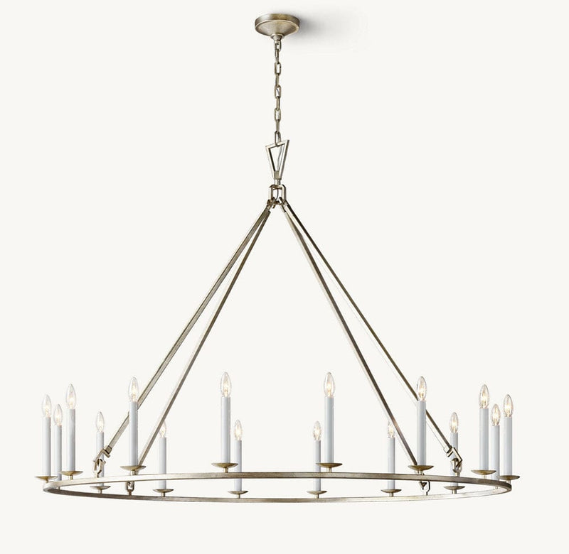 Franing Chandelier,SHOP ALL,metal chandelier,Farmhouse Burnished Silver Leaf 19TH C. ENGLISH OPENWORK ROUND CHANDELIER 72"