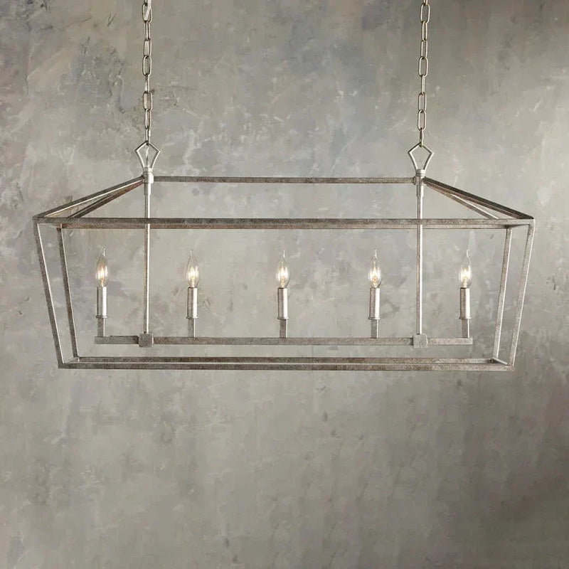 Franing Chandelier,SHOP ALL,metal chandelier,Farmhouse SILVER Garnet 41" Rectangular Chandelier