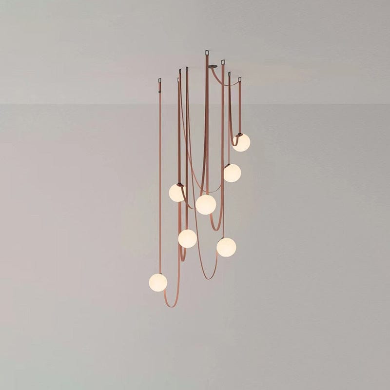 Franing Island counter/dining room ，Farmhouse ，Chandelier ，glass chandelier，shop all，Ceiling 7 lights: W47.2″×H78.7″ / Warm White / Brown Globe Leather Pendant Light