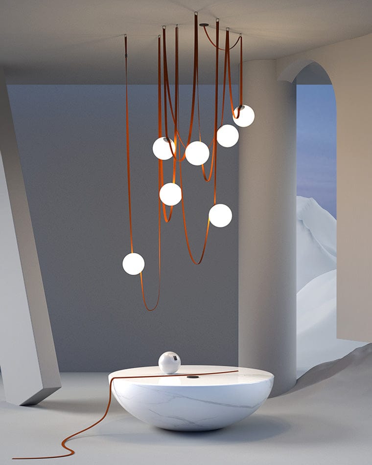 Franing Island counter/dining room ，Farmhouse ，Chandelier ，glass chandelier，shop all，Ceiling Globe Leather Pendant Light