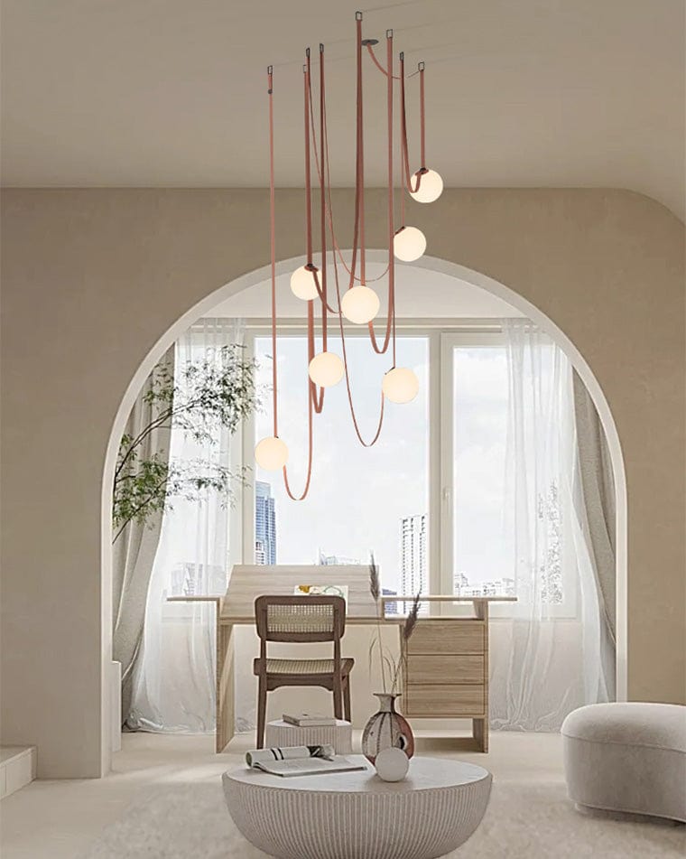 Franing Island counter/dining room ，Farmhouse ，Chandelier ，glass chandelier，shop all，Ceiling Globe Leather Pendant Light