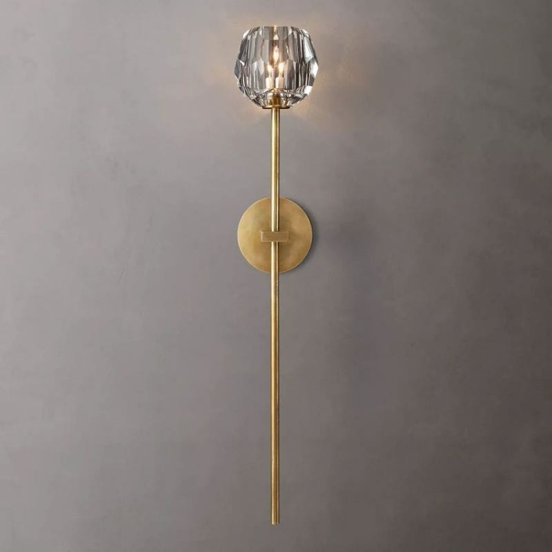 Franing shop all .wall .Crystal wall lamp Lacquered Burnished Brasss Boule Clear Crystal Grand Wall Sconce