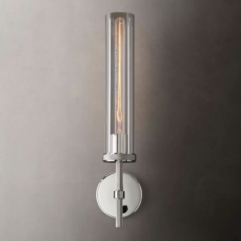 Franing shop all .wall，glass wall light Polished Nickel Lambert Knurled Grand Sconce
