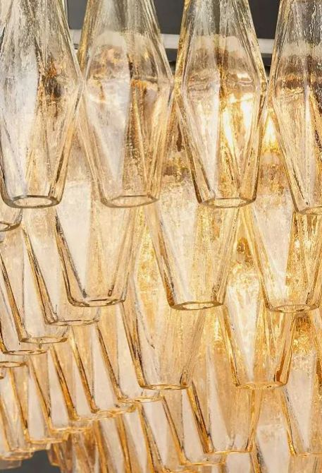 Chiara Glass Multi-Tier Rectangular Chandelier 54"W - Franing