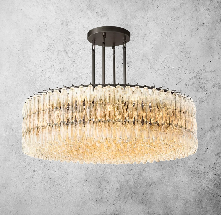 Chiara Glass Round Chandelier 61" - Franing