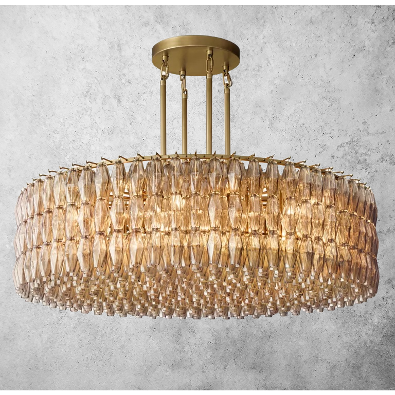 Chiara Glass Round Chandelier 61" - Franing