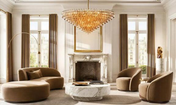 Chiara Glass Multi-Tier Round Chandelier 61" - Franing