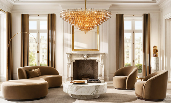 Chiara Glass Multi-Tier Round Chandelier 61" - Franing
